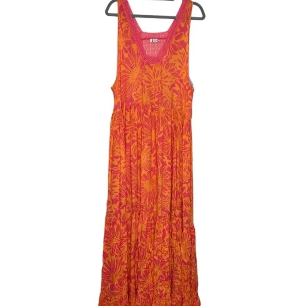 Intimately Free People Tiers For You Printed Maxi Dress Orange Floral NEW